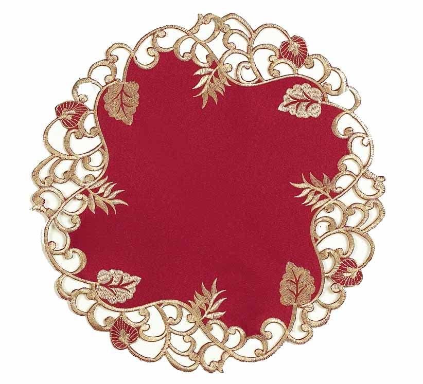 Royal Garnet – Burgundy Gold Table Doilies, Tarantino Collection Elegant Home Décor 15 inch