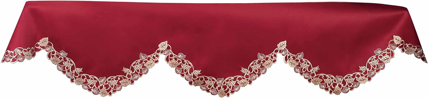 Royal Garnet – Burgundy Gold Mantel Scarf, Tarantino Collection Elegant Home Accent 18*90 Inch