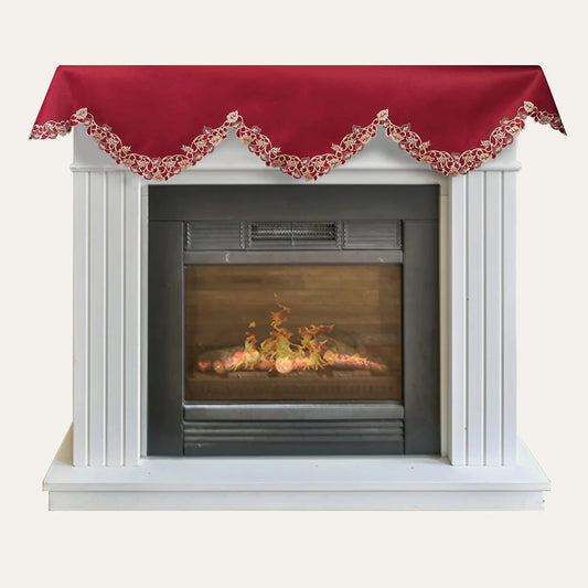 Burgundy Gold Mantel Scarf – Royal Garnet, 18x90 Inch