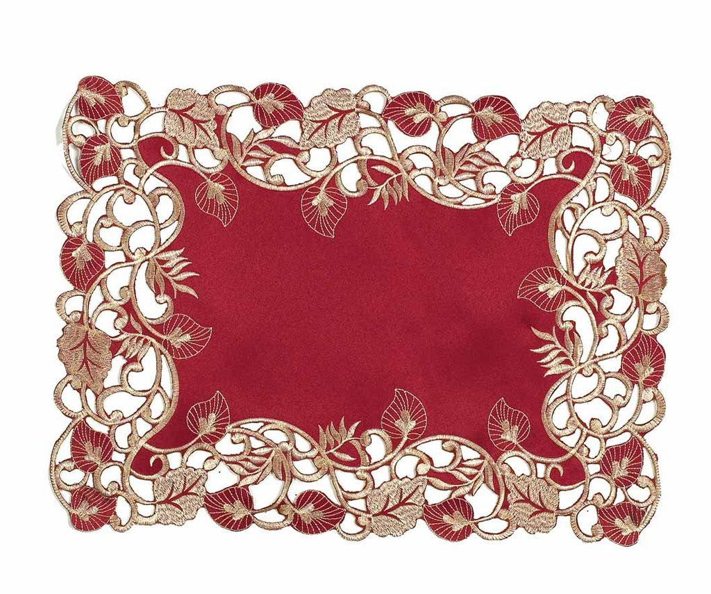 Royal Garnet – Burgundy Gold Table Placemats, Tarantino Collection Elegant Dining Décor 12*18 inch