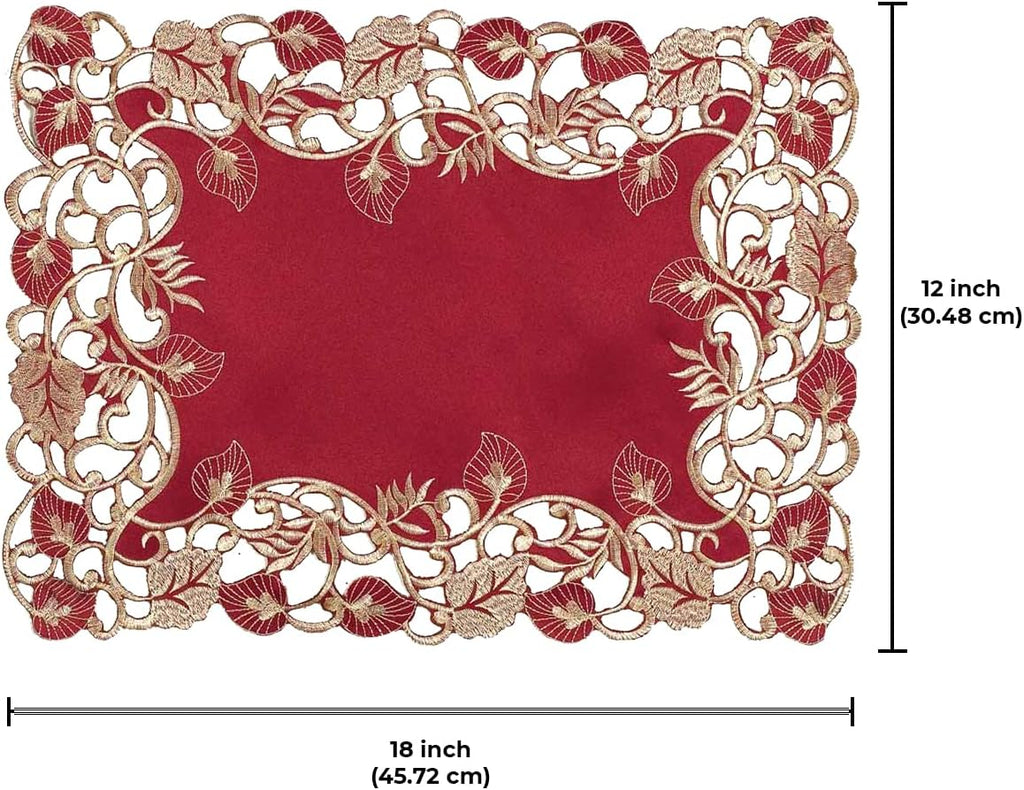 Royal Garnet – Burgundy Gold Table Placemats, Tarantino Collection Elegant Dining Décor 12*18 inch