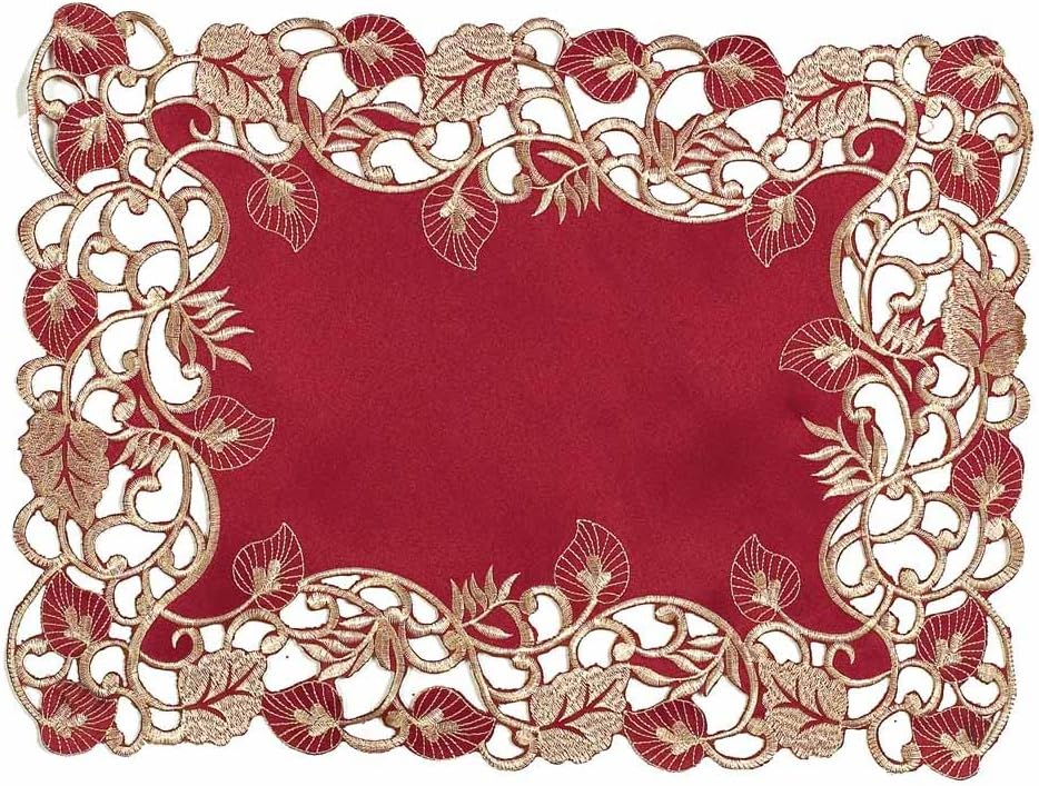 Royal Garnet – Burgundy Gold Table Placemats, Tarantino Collection Elegant Dining Décor 12*18 inch