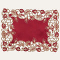 Burgundy Gold Placemats – Rustic Embroidered Table Mats for Dining Decor 12x18 Inch