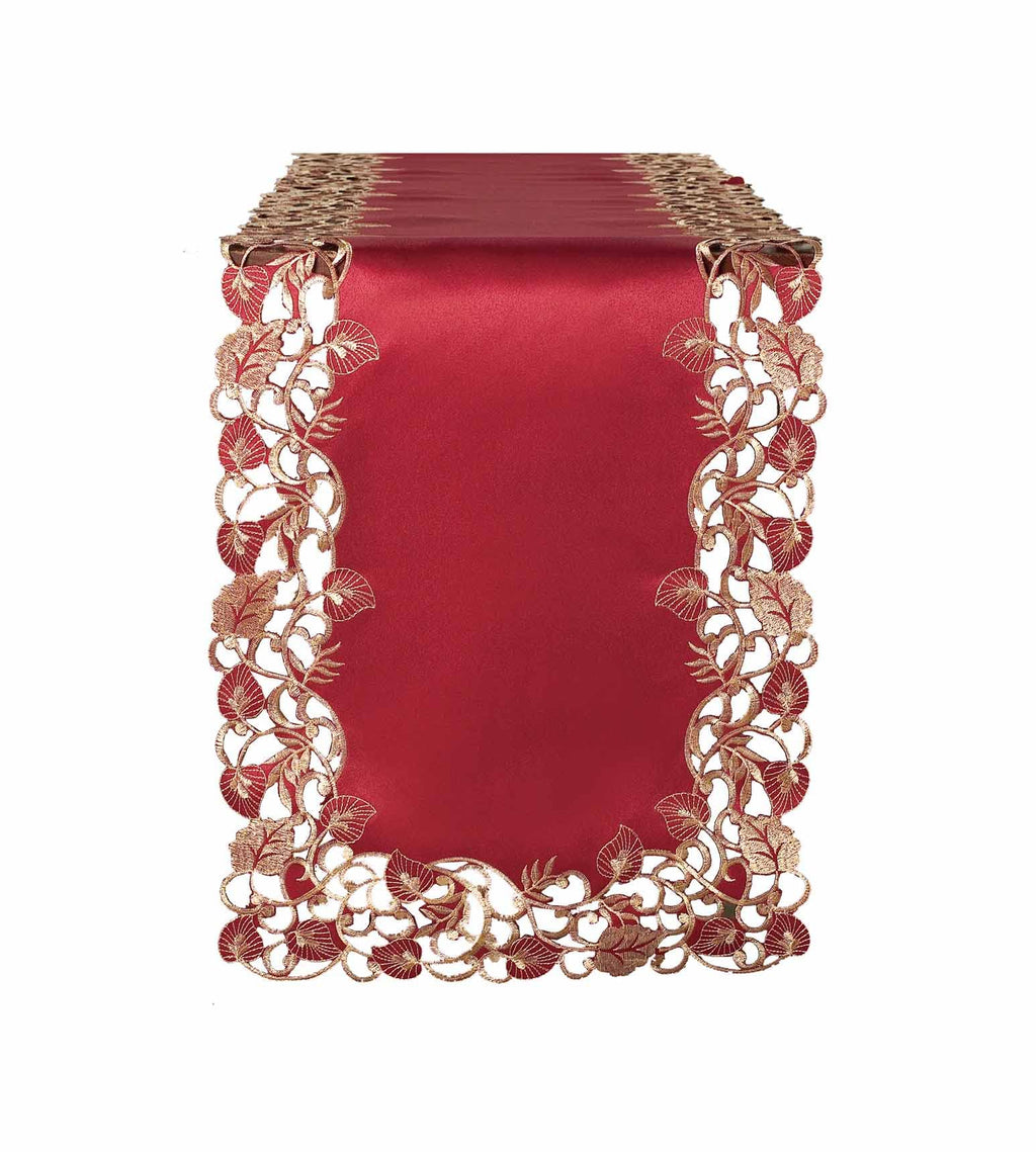 Royal Garnet – Burgundy Gold Table Runner, Tarantino Collection Elegant Home Décor 14*108 inch