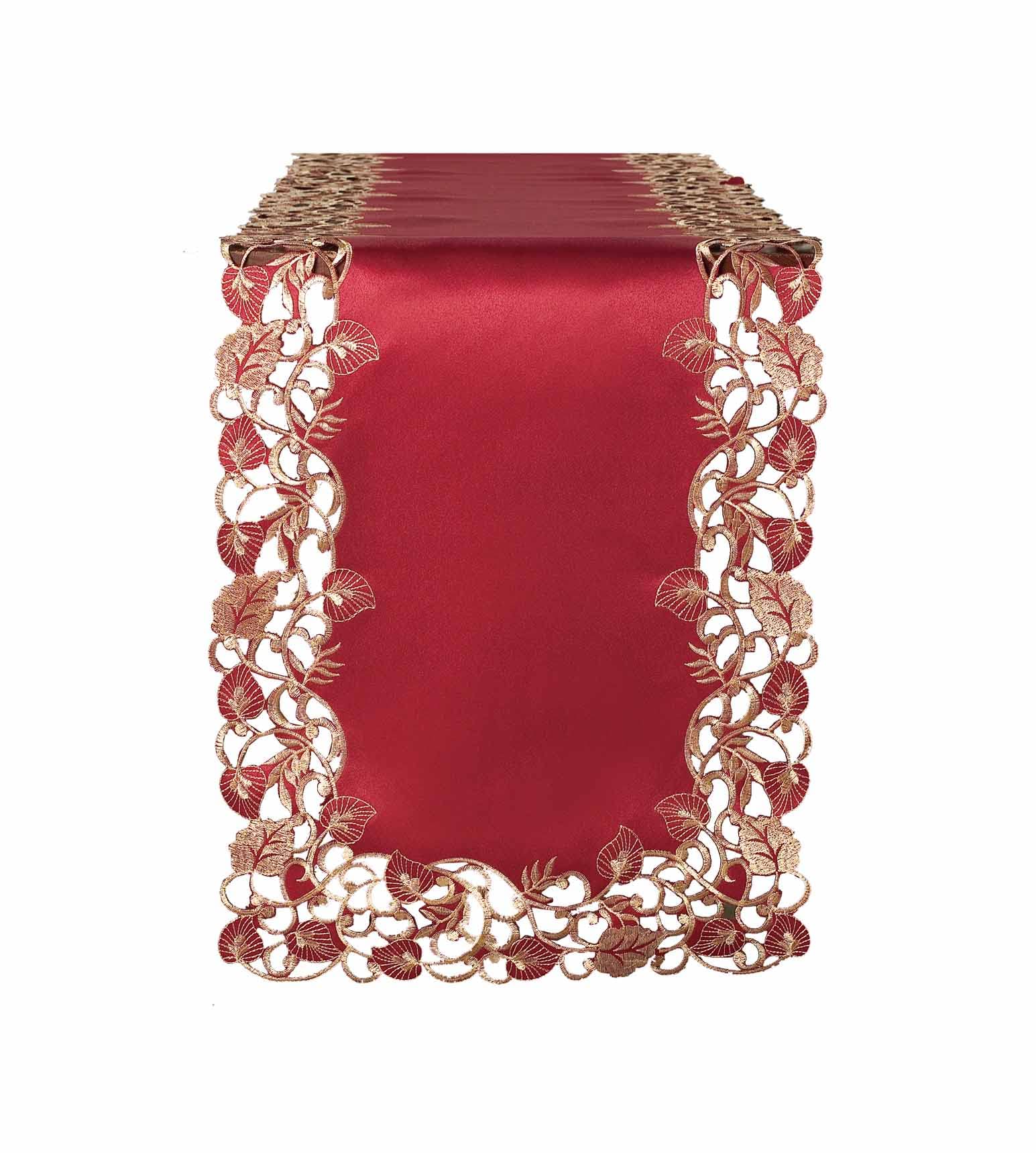 Royal Garnet – Burgundy Gold Table Runner, Tarantino Collection Elegant Home Décor 14*108 inch