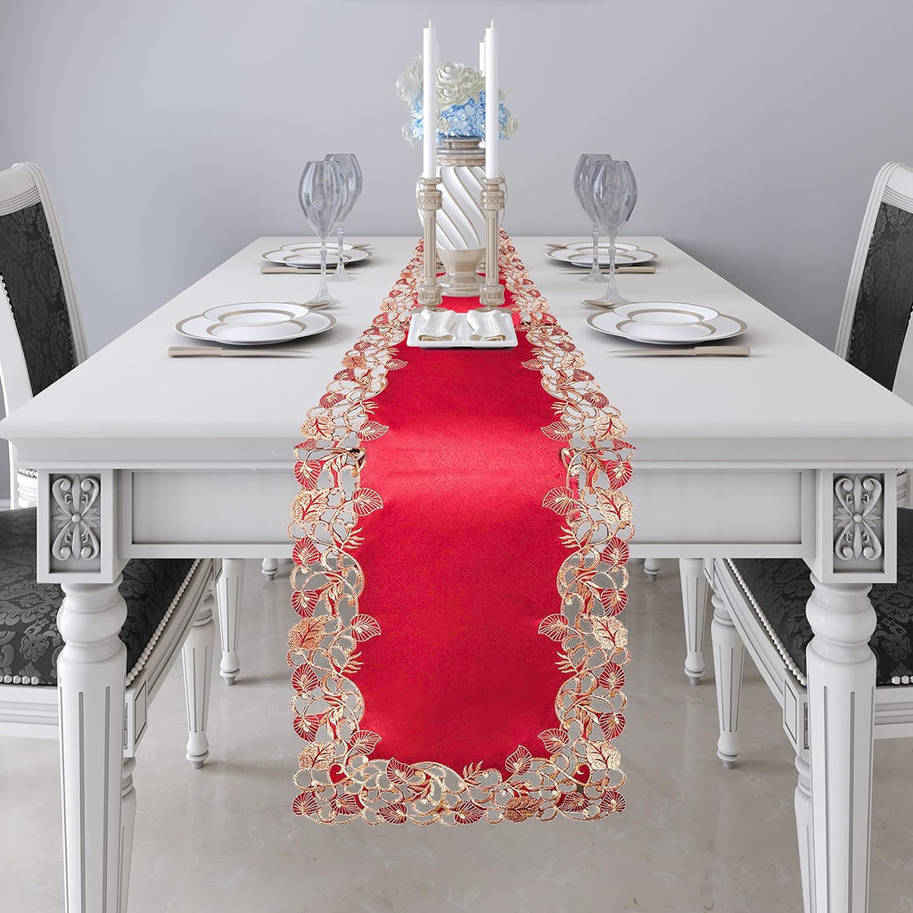 Royal Garnet – Burgundy Gold Table Runner, Tarantino Collection Elegant Home Décor 14*108 inch