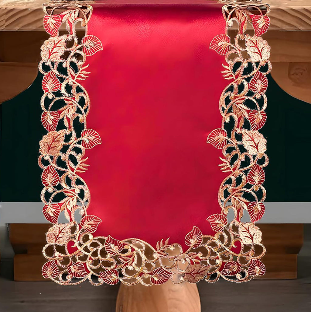 Royal Garnet – Burgundy Gold Table Runner, Tarantino Collection Elegant Home Décor 14*108 inch