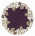 Velvet Plum – Plum Gold Table Doilies, Tarantino Collection Artistic Dining Décor 15 inch