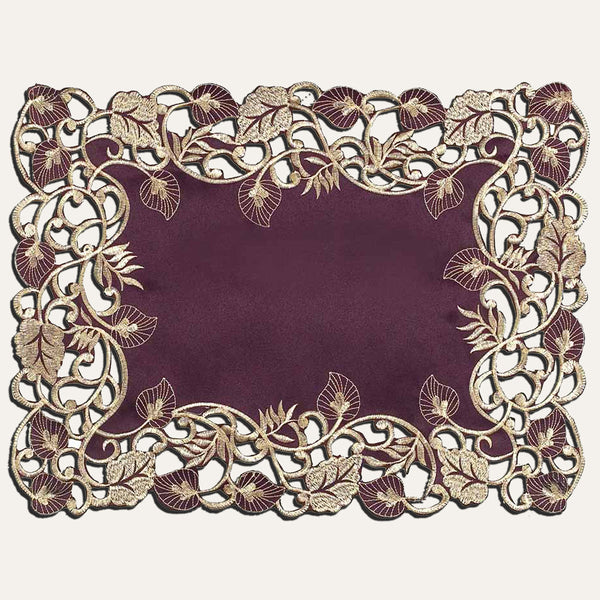 Velvet Plum – Plum Gold Table Placemats, Tarantino Collection Artistic Dining Décor 12*18 inch