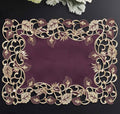 Velvet Plum – Plum Gold Table Placemats, Tarantino Collection Artistic Dining Décor 12*18 inch