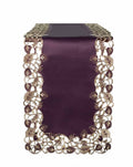 Velvet Plum – Plum Gold Table Runner, Tarantino Collection Artistic Dining Accent 14*108 inch