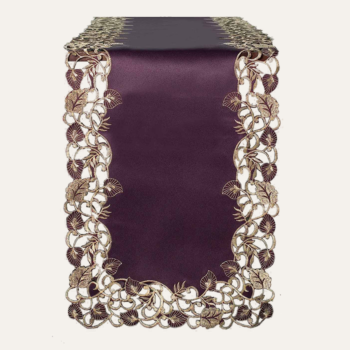 Purple Gold Table Runner – Velvet Plum, 14x108 Inch
