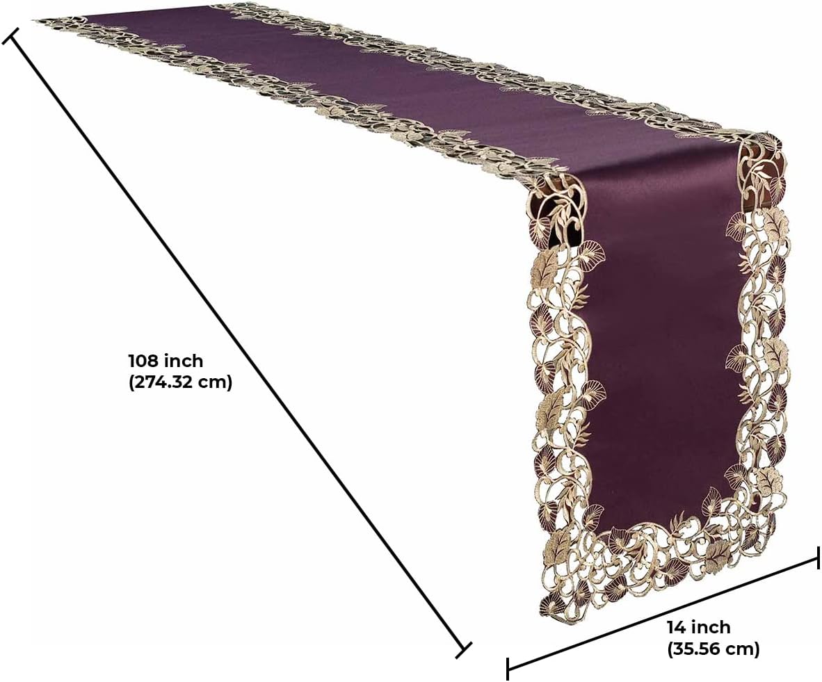Purple Gold Table Runner – Velvet Plum, 14x108 Inch