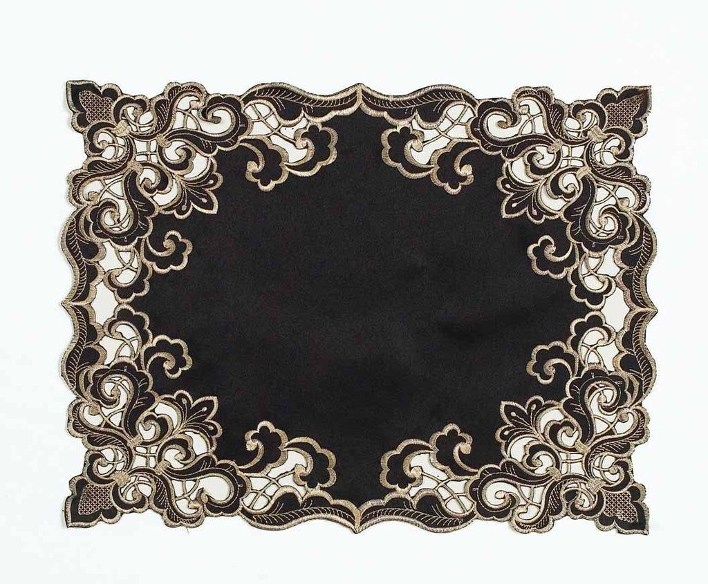Noir Luxe – Black Gold Table Placemats, Granada Collection Modern Dining Décor 12*18 inch