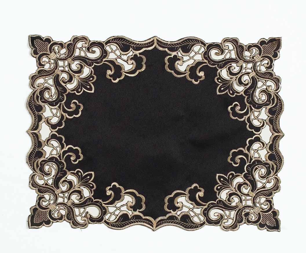 Noir Luxe – Black Gold Table Placemats, Granada Collection Modern Dining Décor 12*18 inch