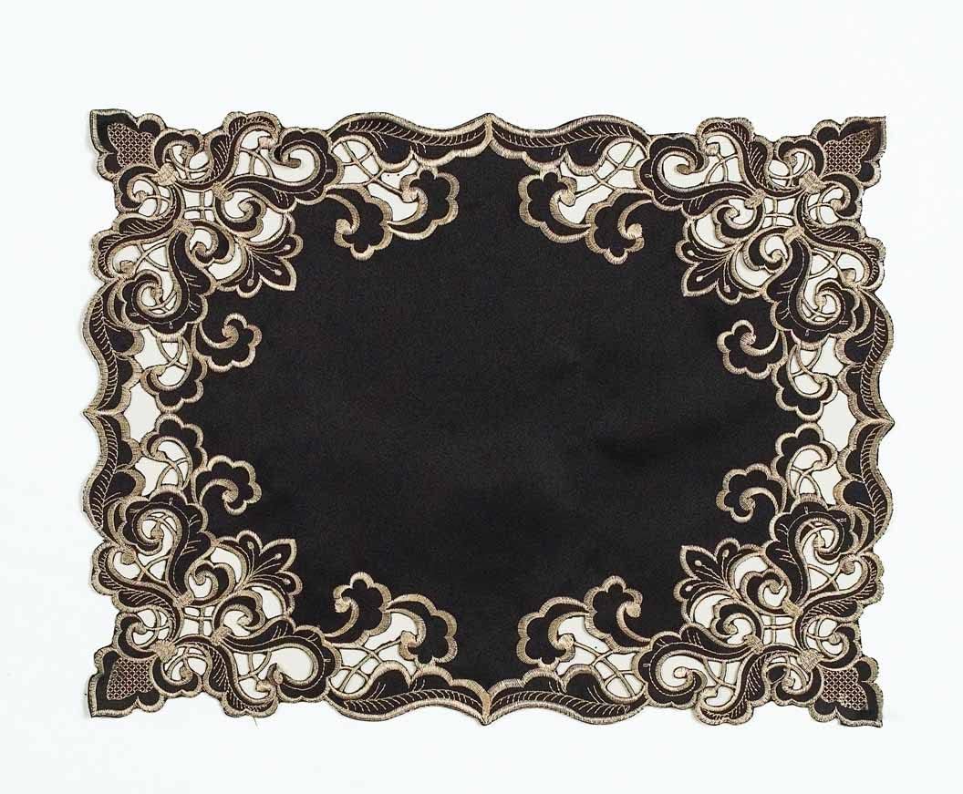 Noir Luxe – Black Gold Table Placemats, Granada Collection Modern Dining Décor 12*18 inch