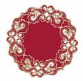 Crimson Glow – Burgundy Gold Table Doilies, Granada Collection Elegant Home Décor 15 inch