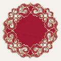 Burgundy Gold Doilies – Granada Collection Embroidered Table Doilies 15 Inch