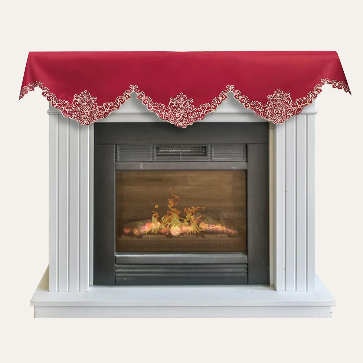 Burgundy Gold Mantel Scarf – Crimson Glow, 18x90 Inch