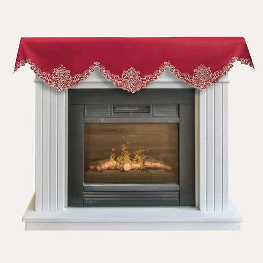 Burgundy Gold Mantel Scarf – Crimson Glow, 18x90 Inch