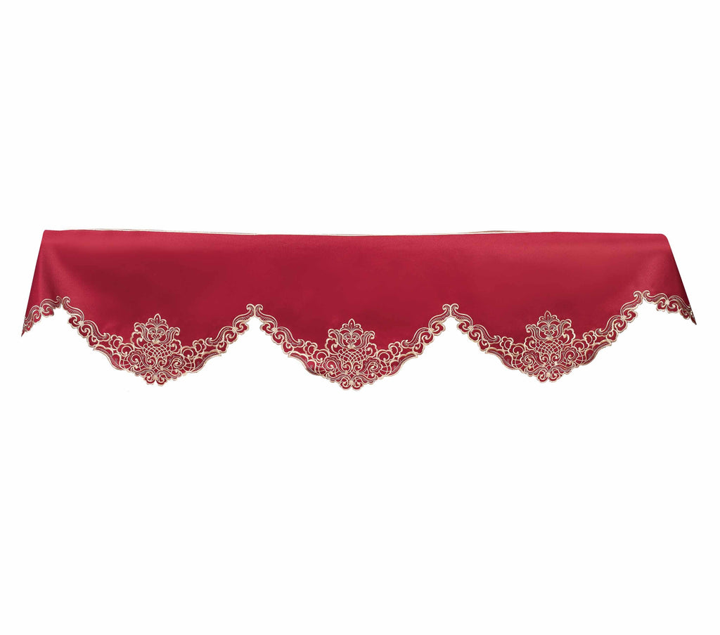Crimson Glow – Burgundy Gold Mantel Scarf, Granada Collection Elegant Decorative Home Décor 18*90 Inch