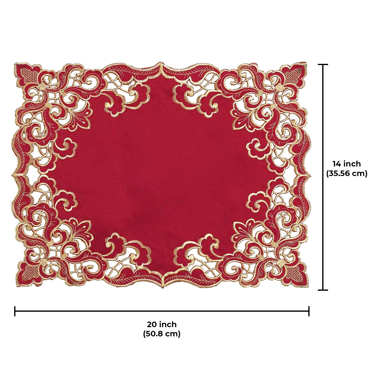Crimson Glow – Burgundy Gold Table Placemats, Granada Collection Elegant Dining Décor 12*18 inch