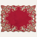Burgundy Gold Placemats – Rustic Table Decor | Embroidered 12x18 Inch Dining Mats
