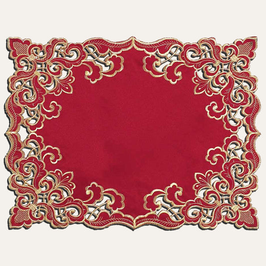 Burgundy Gold Placemats – Crimson Glow, 12x18 Inch