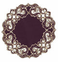 Amethyst Haze – Plum Gold Table Doilies, Granada Collection Artistic Table Décor 15 inch