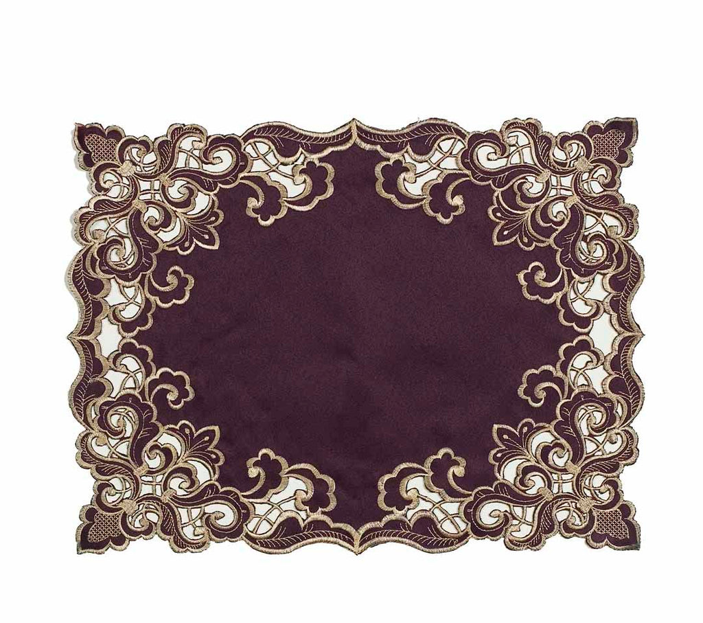 Amethyst Haze – Plum Gold Table Placemats, Granada Collection Artistic Dining Décor 12*18 inch