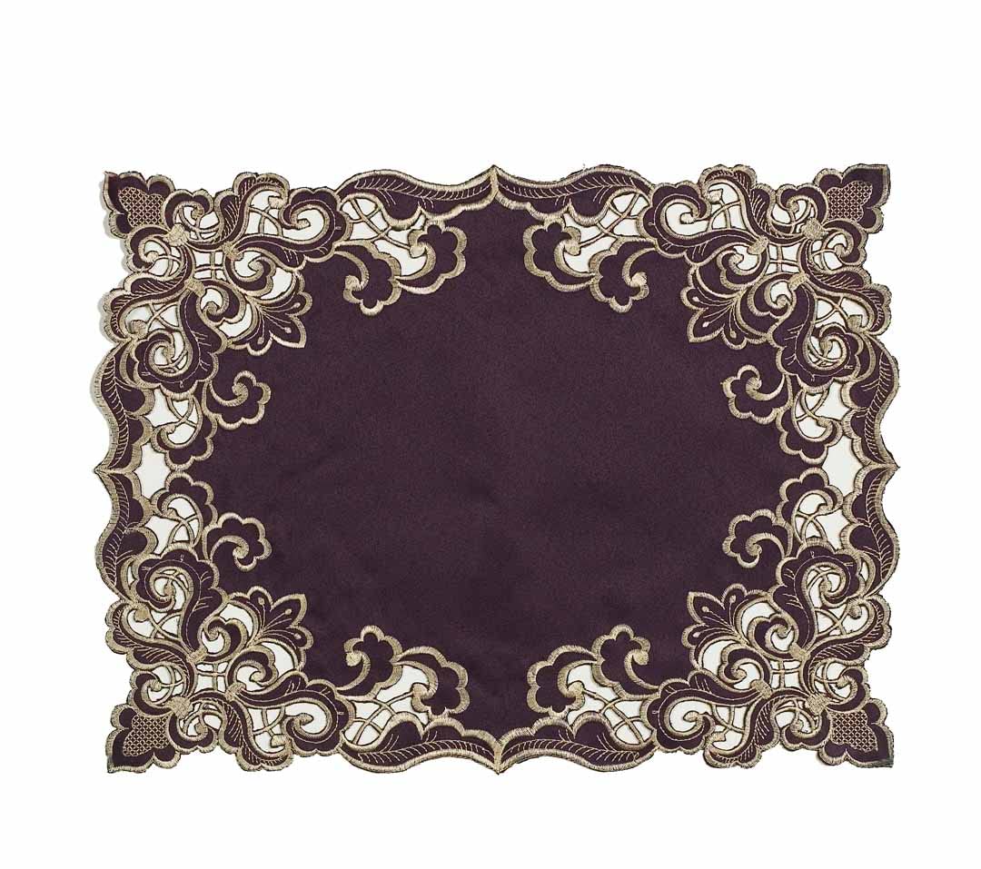 Amethyst Haze – Plum Gold Table Placemats, Granada Collection Artistic Dining Décor 12*18 inch