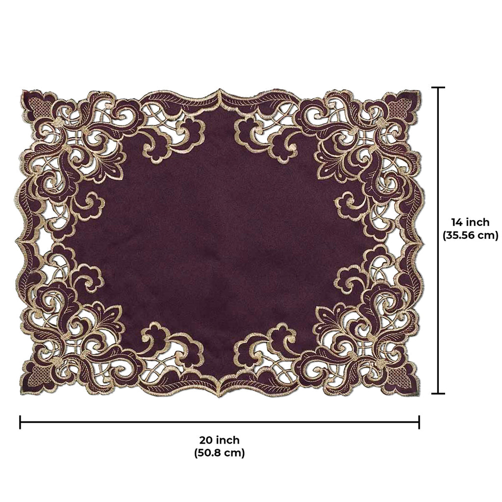 Amethyst Haze – Plum Gold Table Placemats, Granada Collection Artistic Dining Décor 12*18 inch