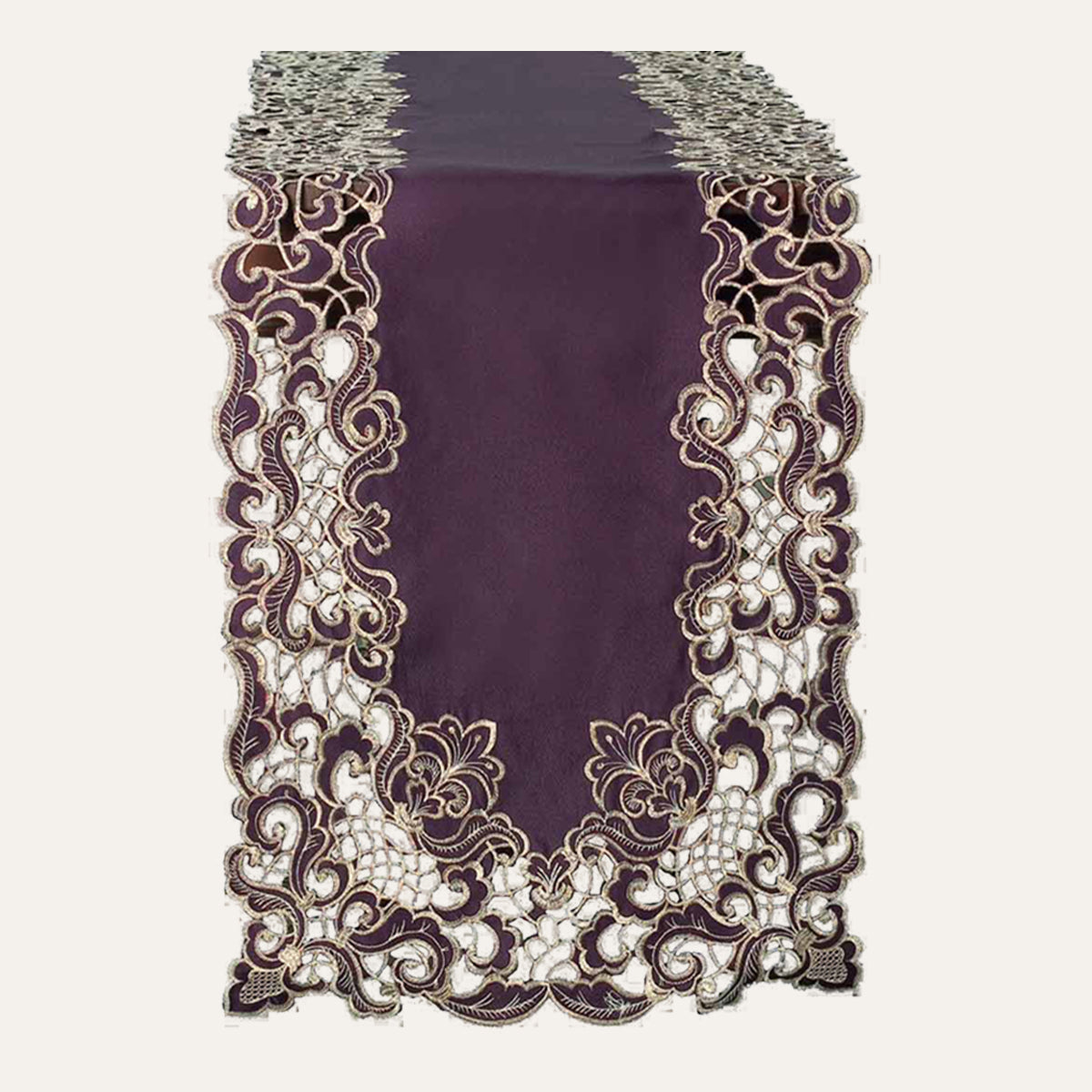 Amethyst Haze – Plum Gold Table Runner, Granada Collection Artistic Table Décor 14*108 inch