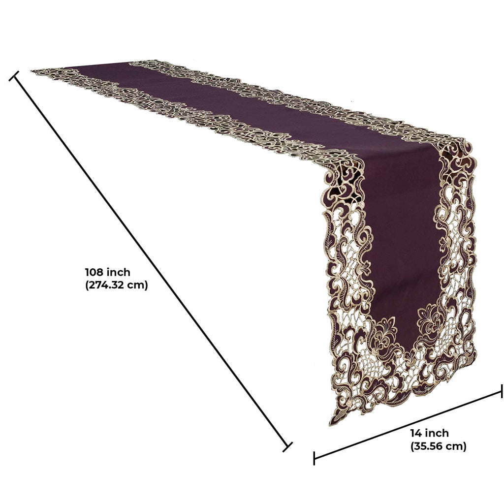Amethyst Haze – Plum Gold Table Runner, Granada Collection Artistic Table Décor 14*108 inch