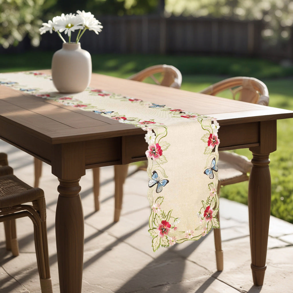 Sandy Dune – Beige Table Runner, Maliana Collection Elegant Dining Table Décor 14*108 inch
