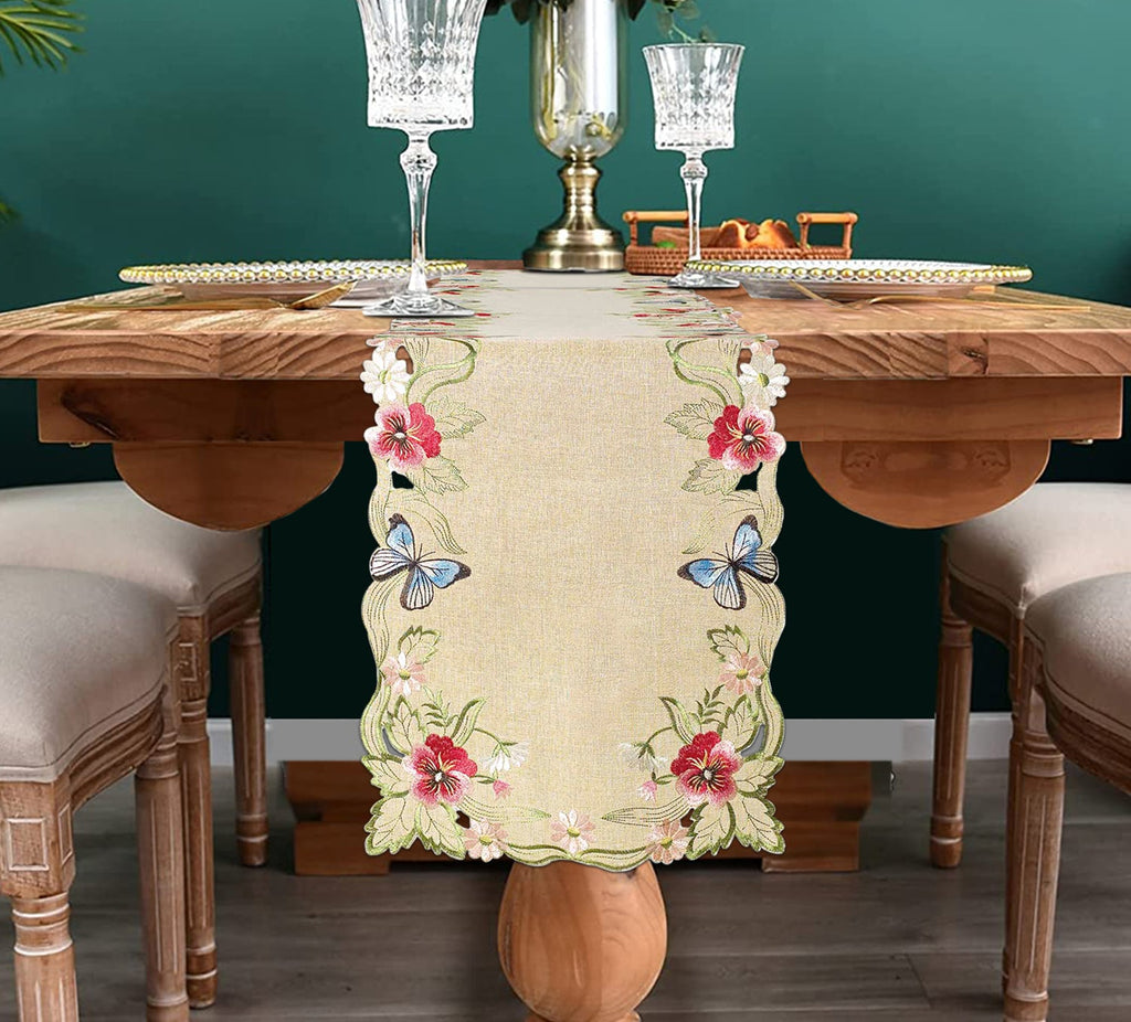 Sandy Dune – Beige Table Runner, Maliana Collection Elegant Dining Table Décor 14*108 inch