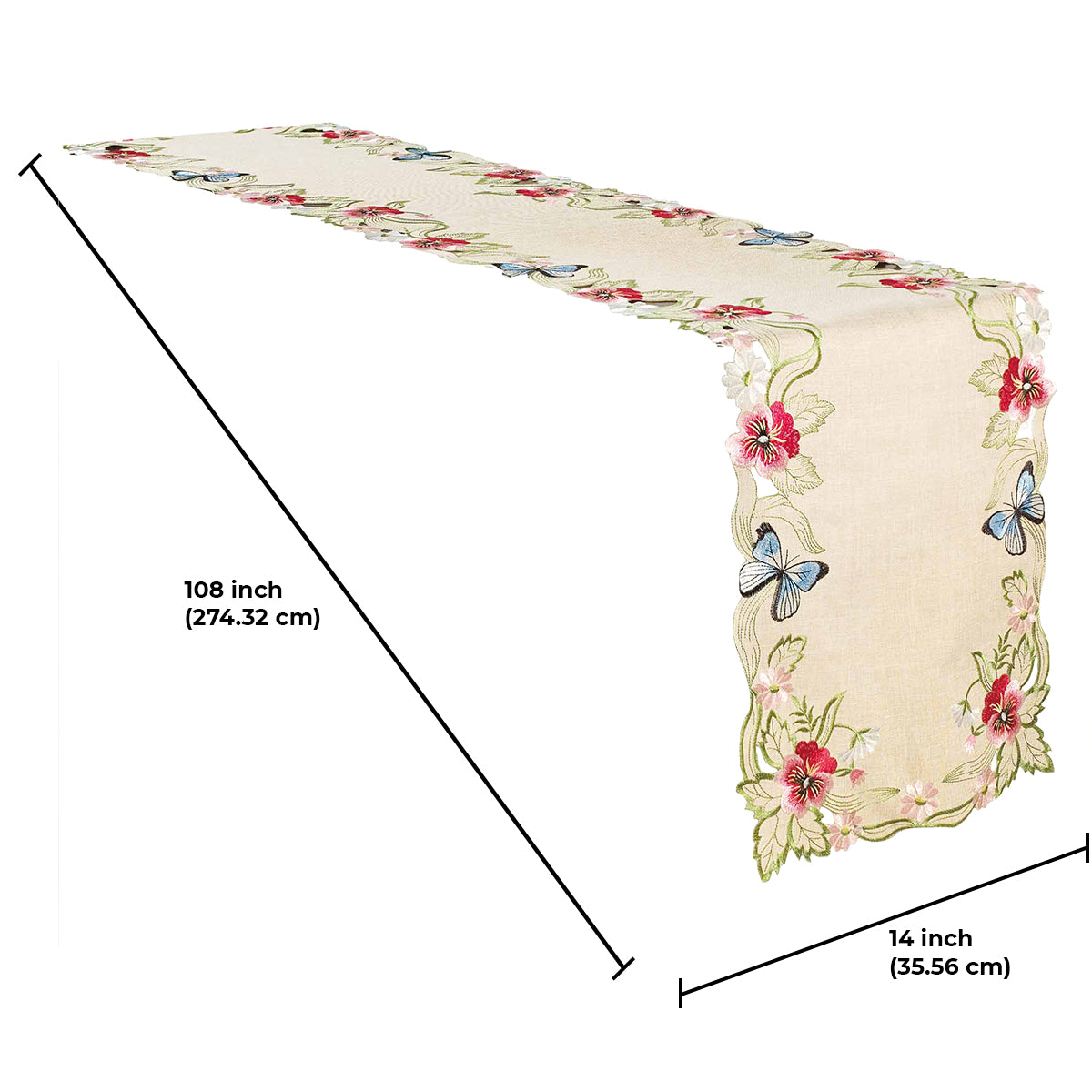 Sandy Dune – Beige Table Runner, Maliana Collection Elegant Dining Table Décor 14*108 inch