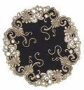 Golden Night – Black Gold Table Doilies, Chantelle Collection Decorative Home Accent 15 inch
