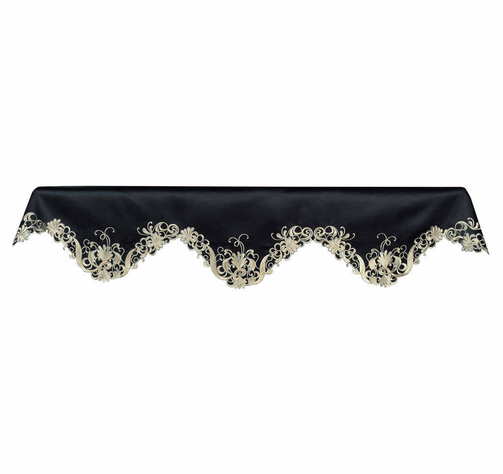 Golden Night – Black Gold Mantel Scarf, Chantelle Collection Elegant Decorative Home Décor 18*90 Inch