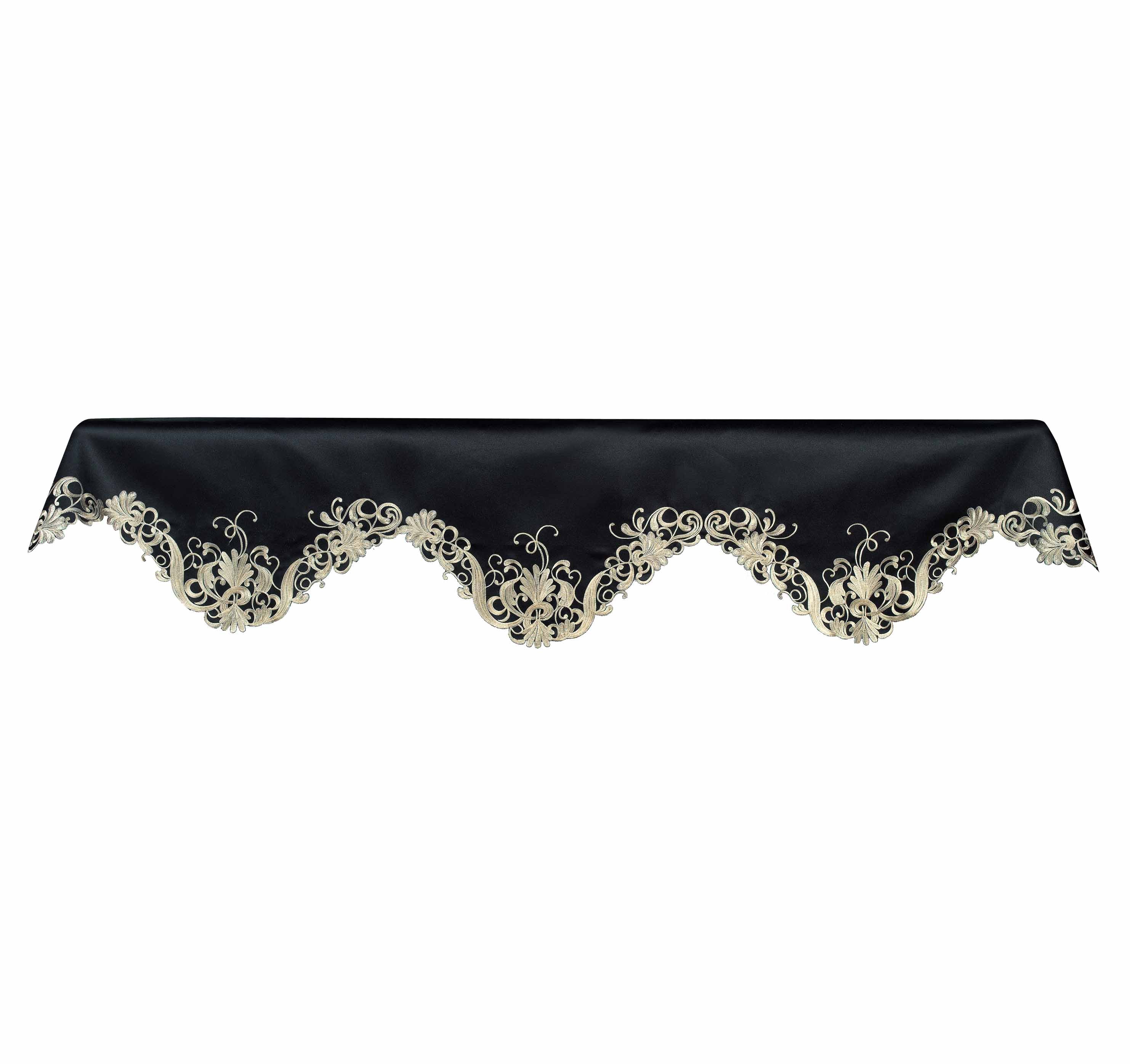 Golden Night – Black Gold Mantel Scarf, Chantelle Collection Elegant Decorative Home Décor 18*90 Inch