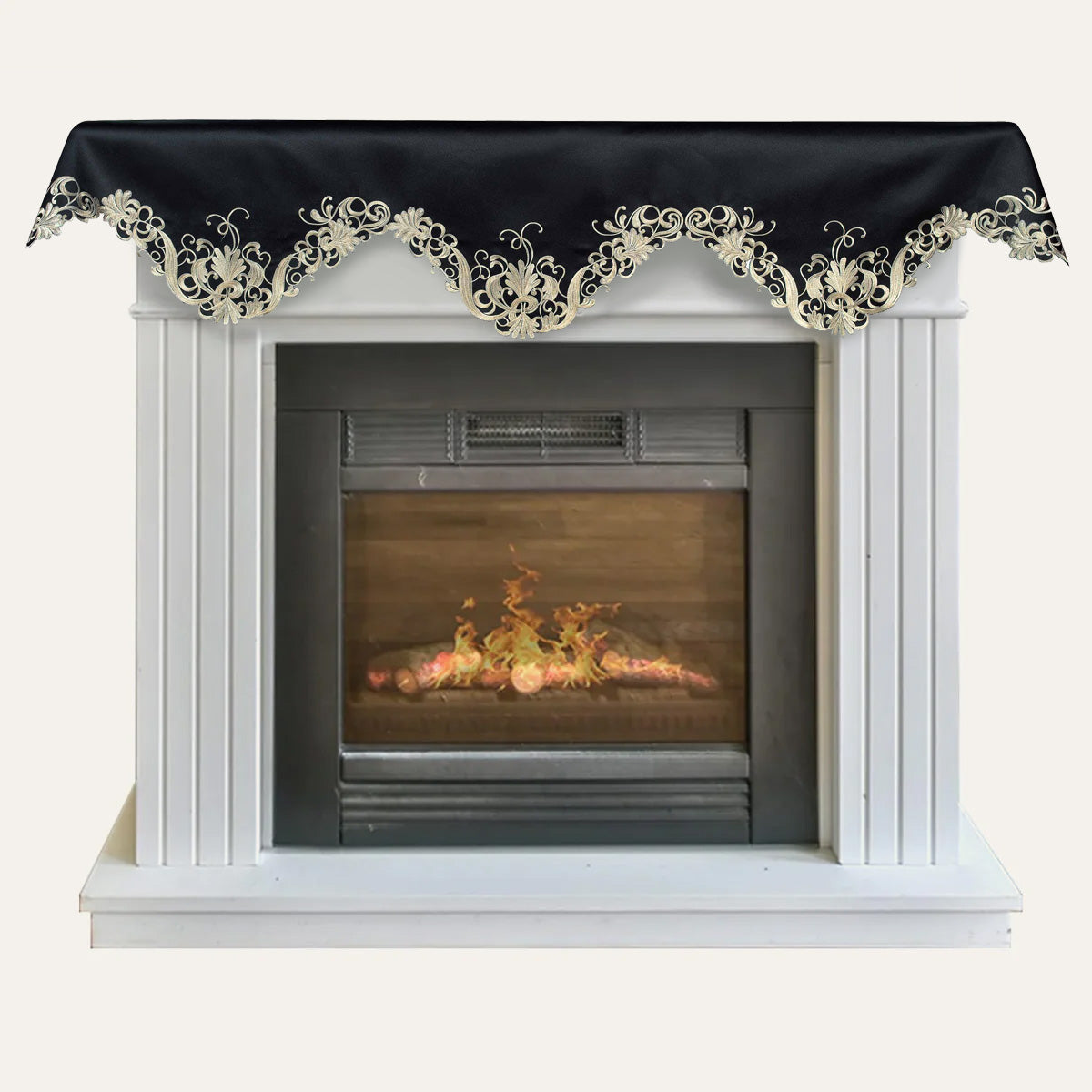 Black Gold Mantel Scarf – Golden Night, 18x90 Inch