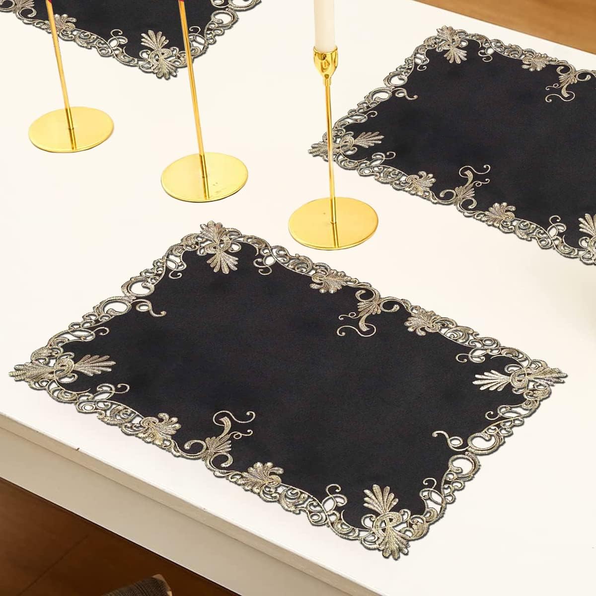 Black Gold Placemats – Chantelle, 12x18 Inch