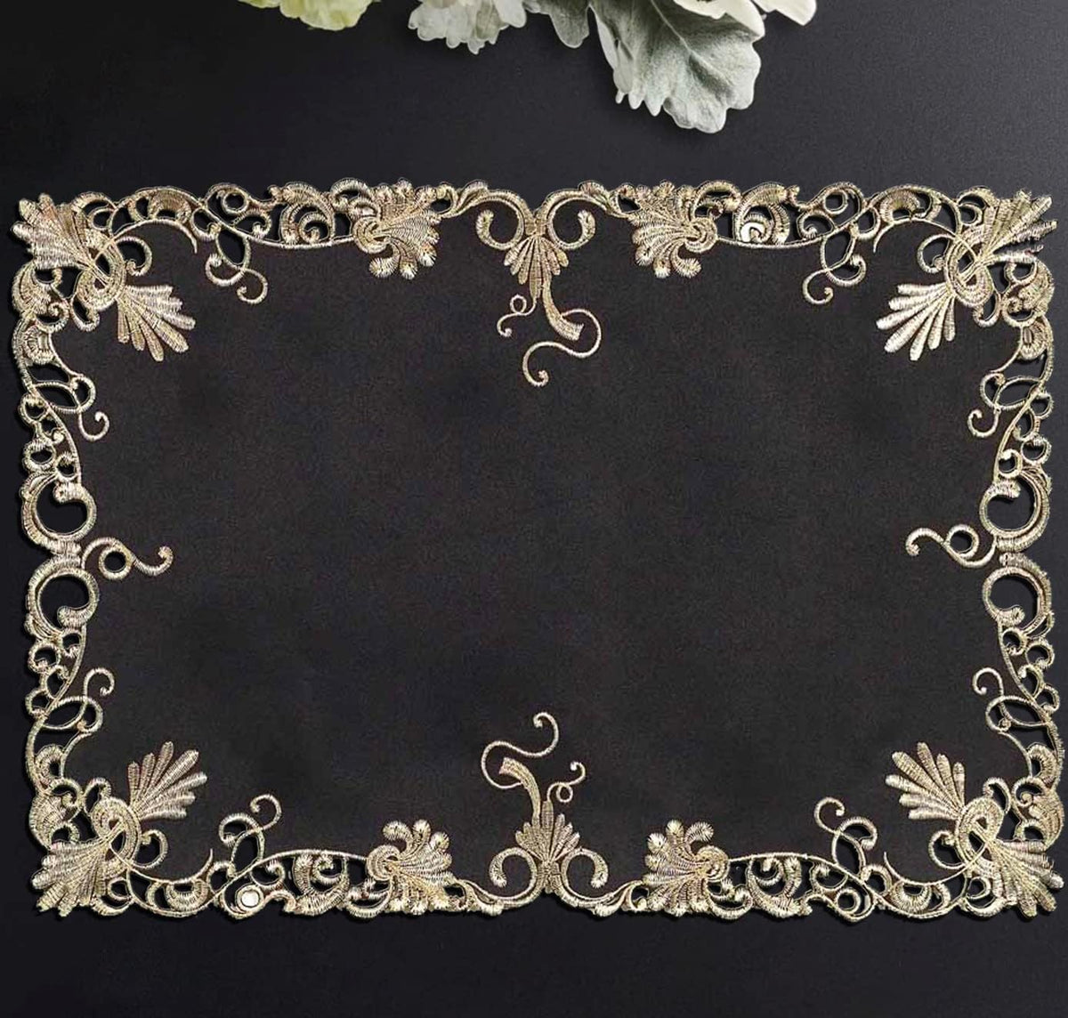 Black Gold Placemats – Chantelle, 12x18 Inch