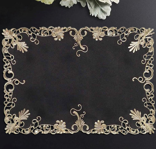 Black Gold Placemats – Chantelle, 12x18 Inch