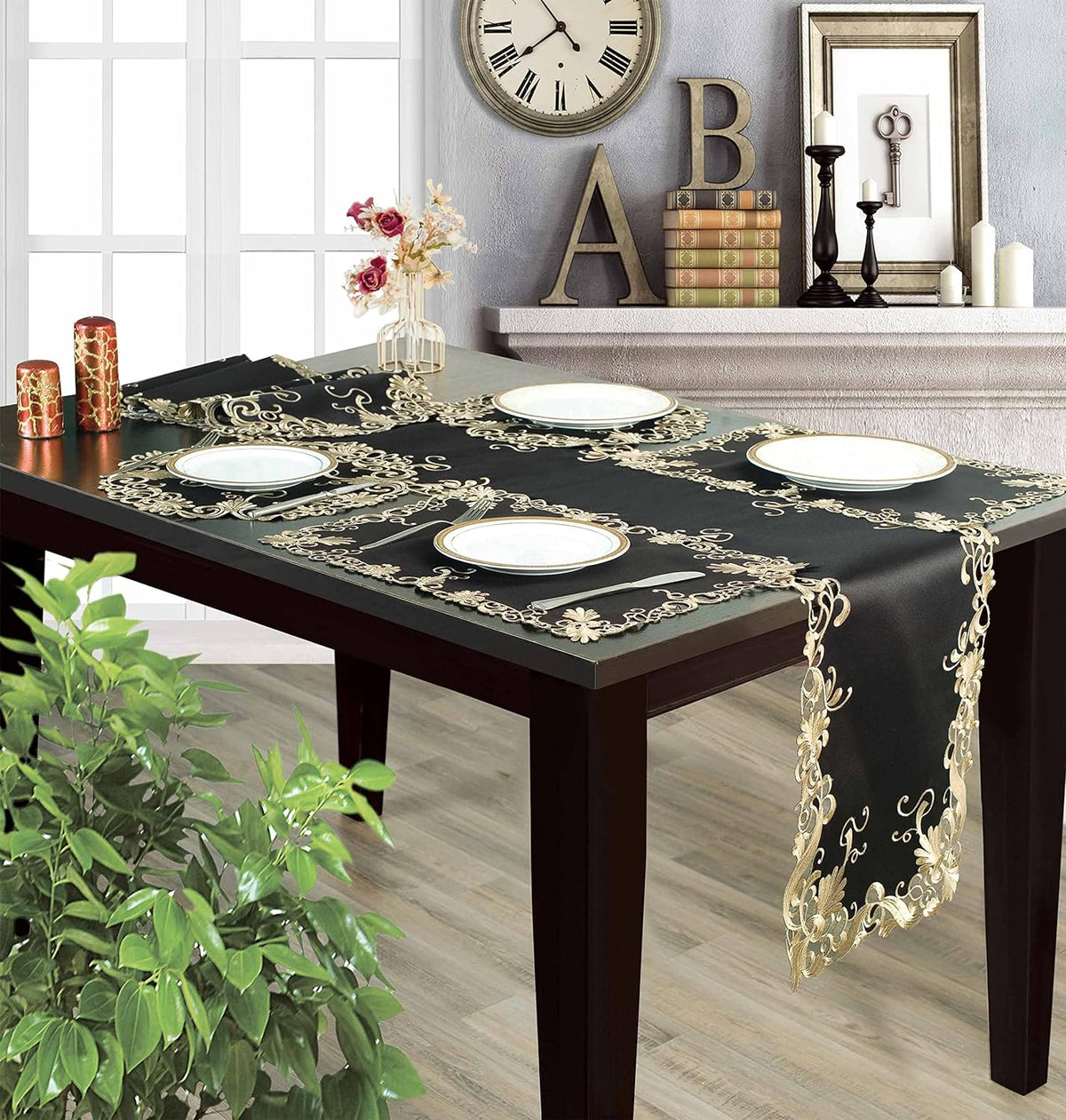 Black Gold Placemats – Chantelle, 12x18 Inch