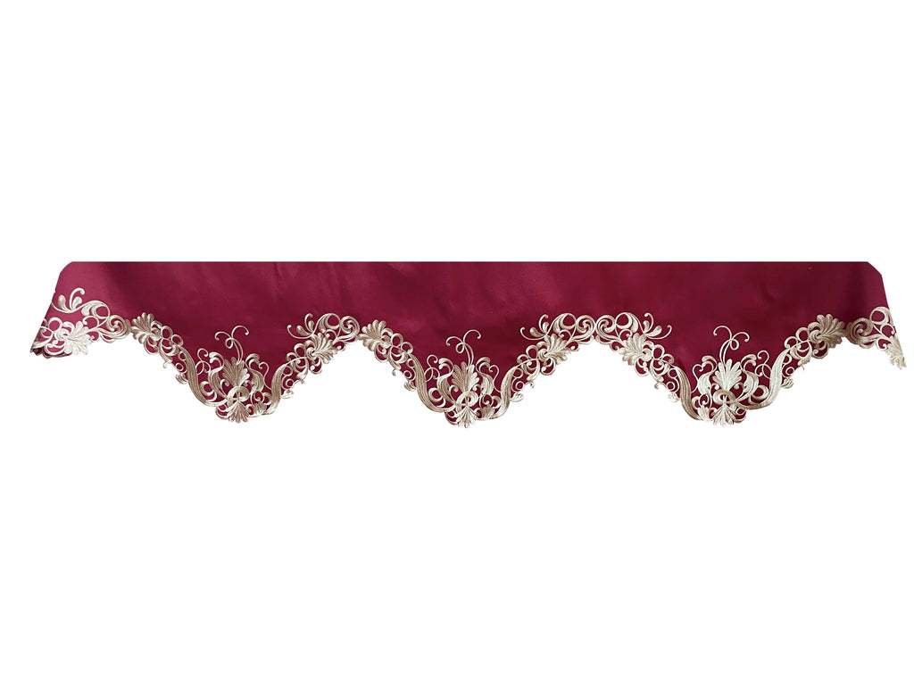 Burgundy Charm – Burgundy Gold Mantel Scarf, Chantelle Collection Artistic Home Accent 18*90 Inch