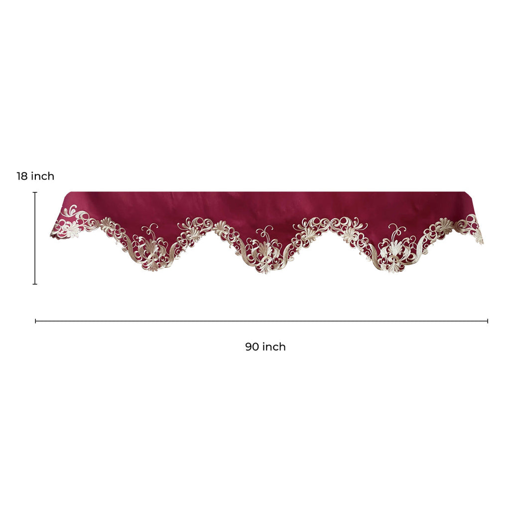 Burgundy Charm – Burgundy Gold Mantel Scarf, Chantelle Collection Artistic Home Accent 18*90 Inch