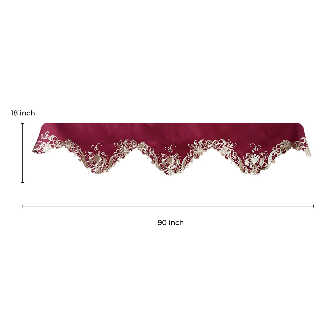 Burgundy Charm – Burgundy Gold Mantel Scarf, Chantelle Collection Artistic Home Accent 18*90 Inch