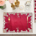 Burgundy Charm – Burgundy Gold Table Placemats, Chantelle Collection Artistic Dining Décor 12*18 inch