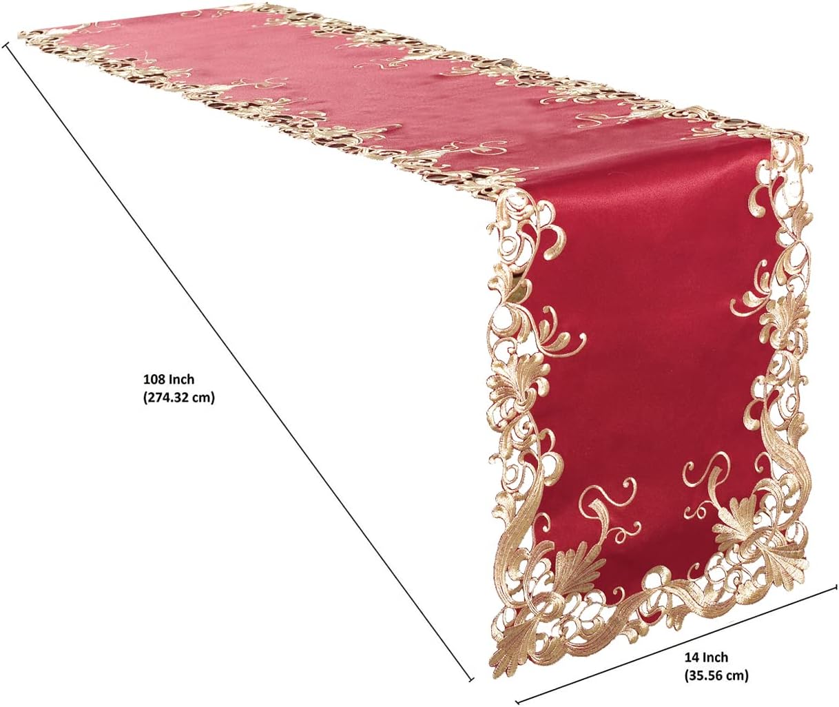 Burgundy Charm – Burgundy Gold Table Runner, Chantelle Collection Artistic Table Décor 14*108 inch